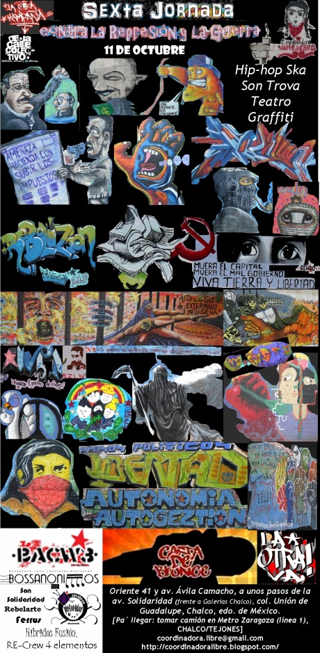 Cartel Sexta Jornada de Murales contra la RepresiÃ³n y la Guerra-Graffiti-Resistencia-calle-La otra campaÃ±a
